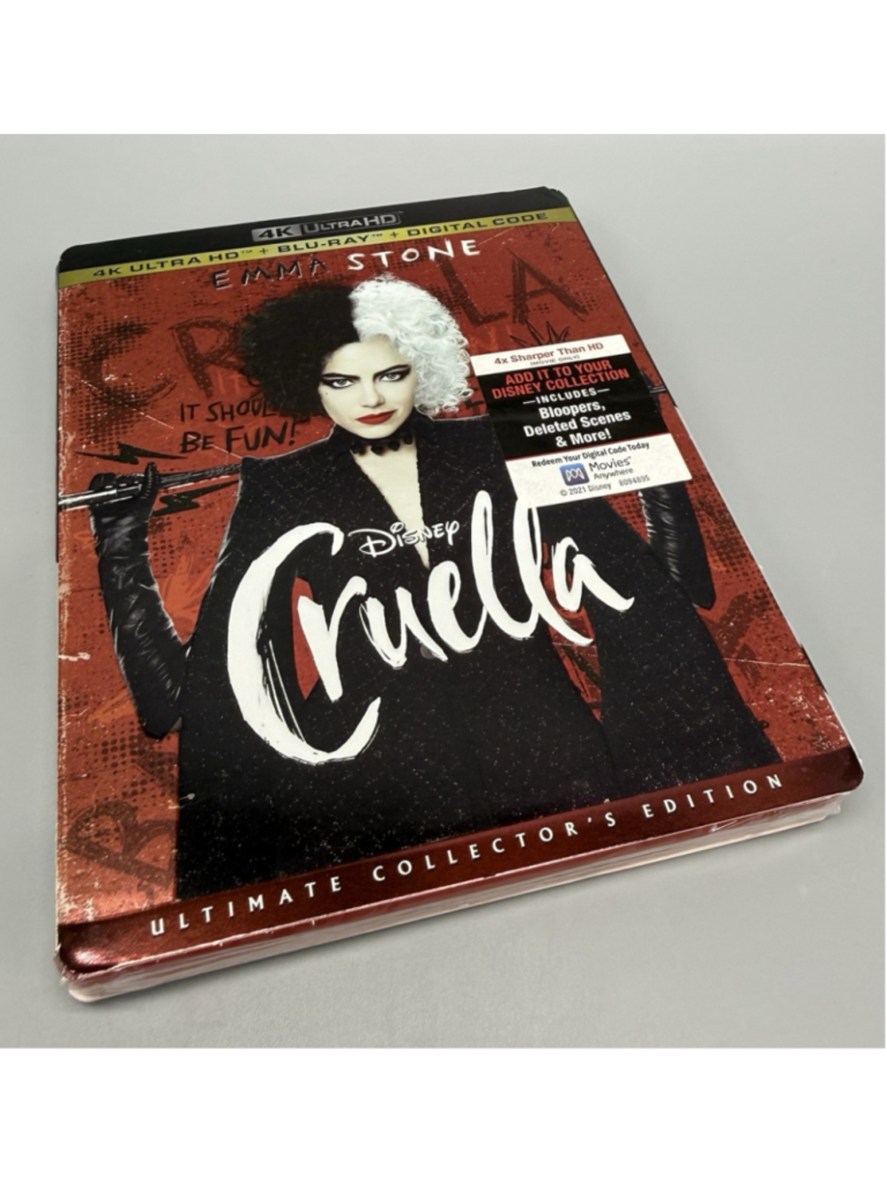 Cruella (Blu-ray + 4K Ultra HD DVD, 2021) Emma Stone NEW